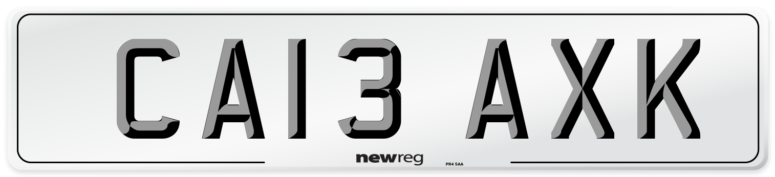 CA13 AXK Number Plate from New Reg